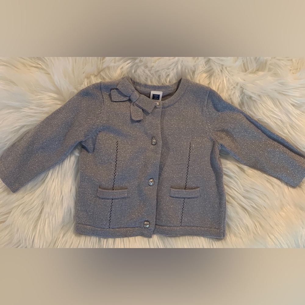 Janie and Jack - Baby girl shimmer fabric cardigan (Size 3-6m)
